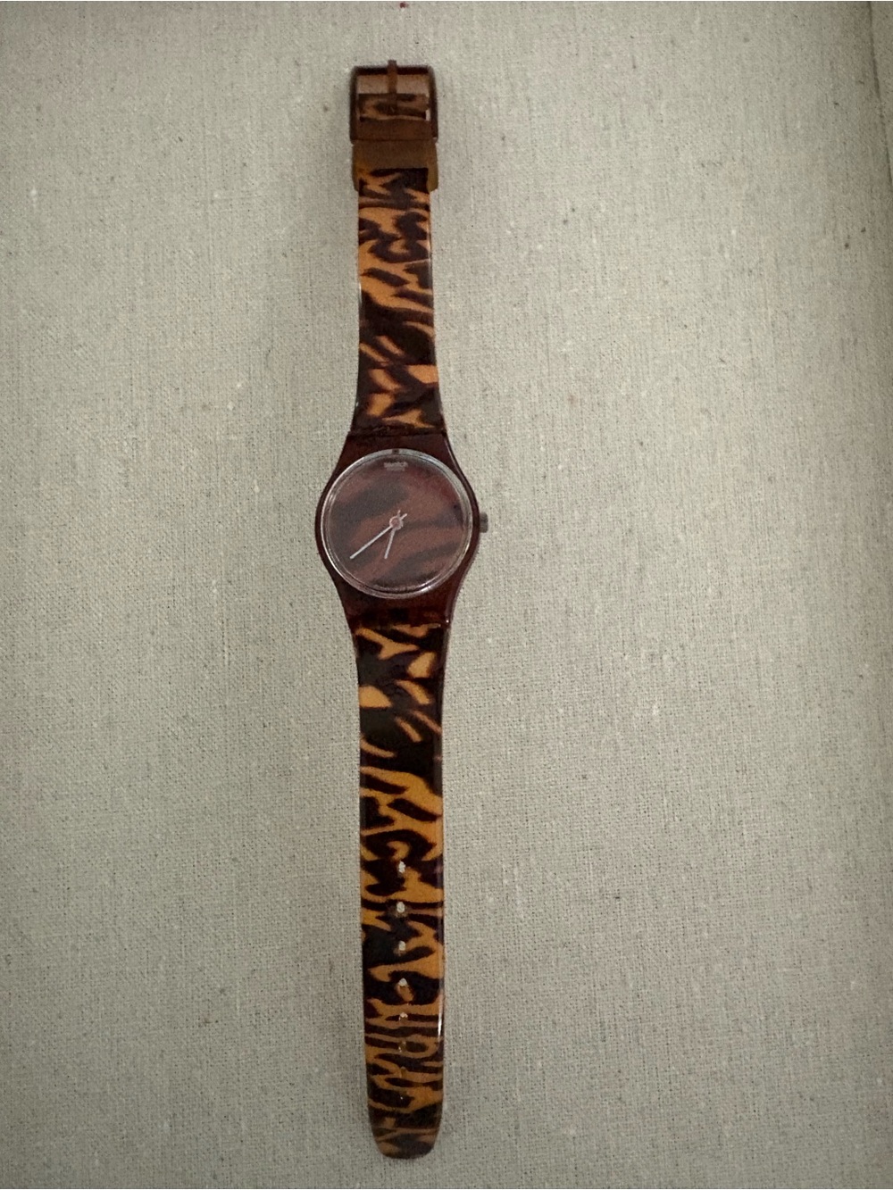 Vintage late 80s Swatch Brown Leopard-Print